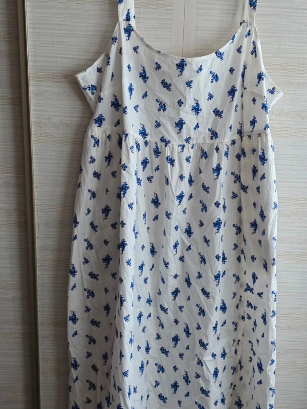 Ava & Viv White Midi Dress with Blue Floral Print Size 1X - Picture 2 of 8